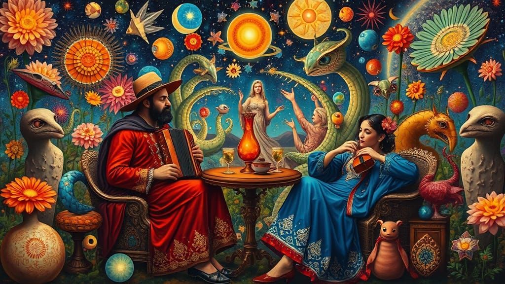 Psychedelic Utopia: Sacred Geometry in Bizarre Oil Painting