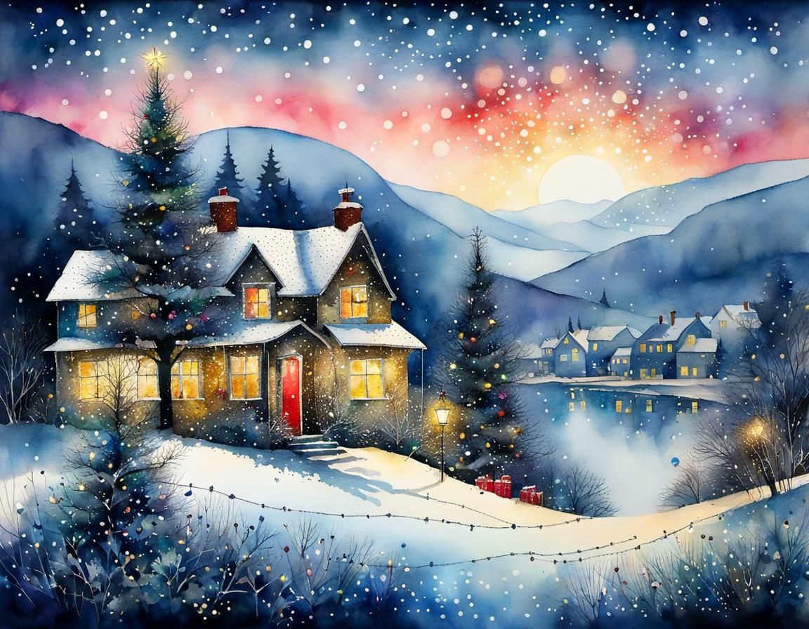 Whimsical Watercolor Christmas Decorations in Mixed Media