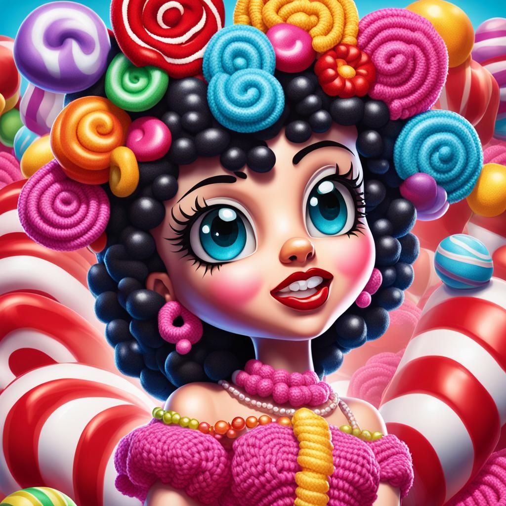 Crochet Betty Boop in Candy Art Style