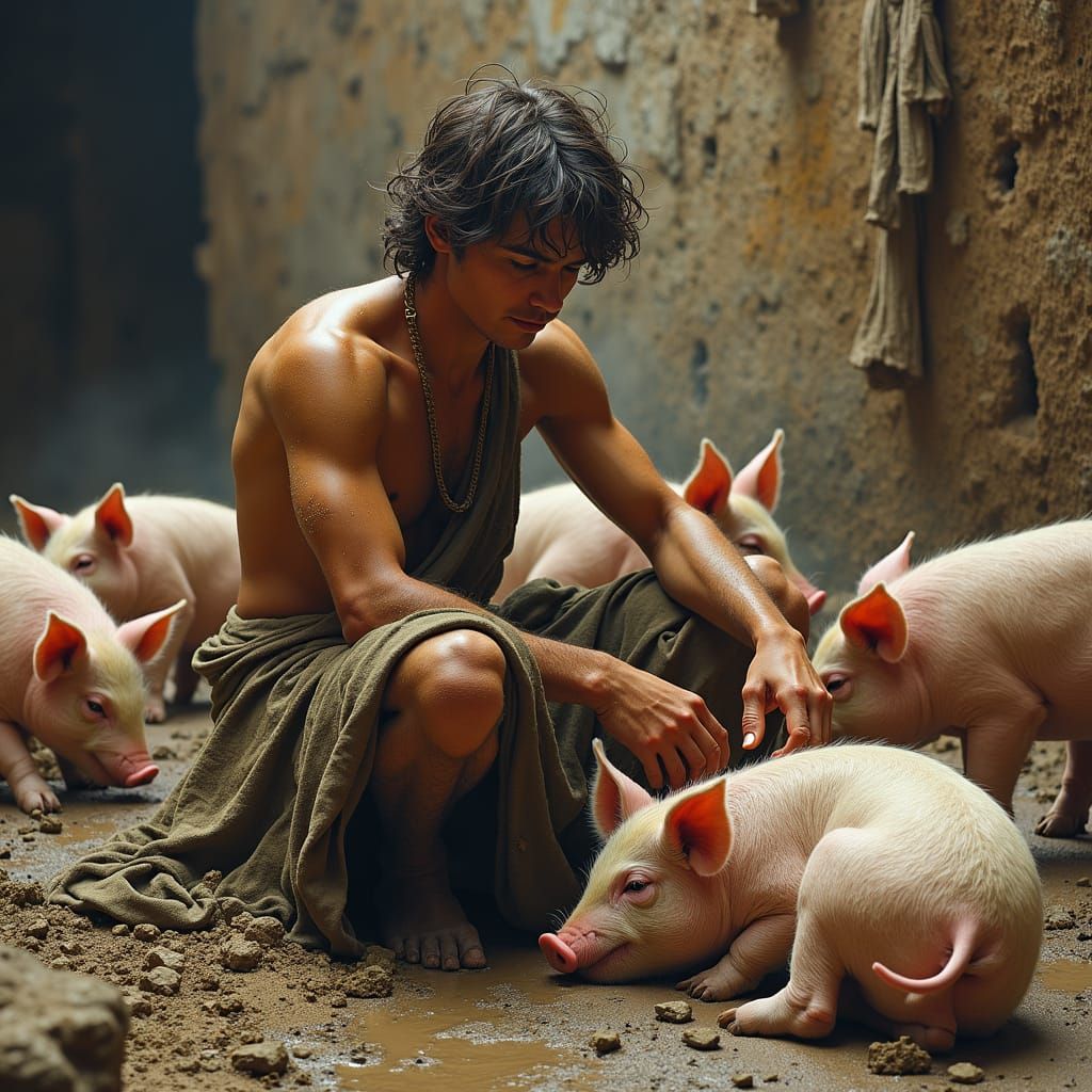 The Prodigal Son in Hyperdetailed Illustration