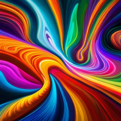 Neon Swirls in Gouache Impressionist Style