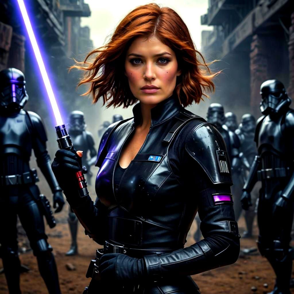 Ginger-haired Warrior Leads Stormtroopers: Digital Matte Pai...