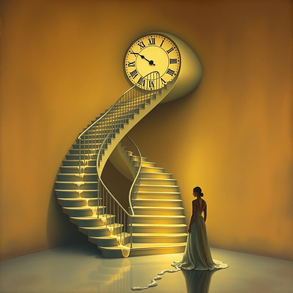Surrealist Stairway: A Dreamlike Ascent Through Time