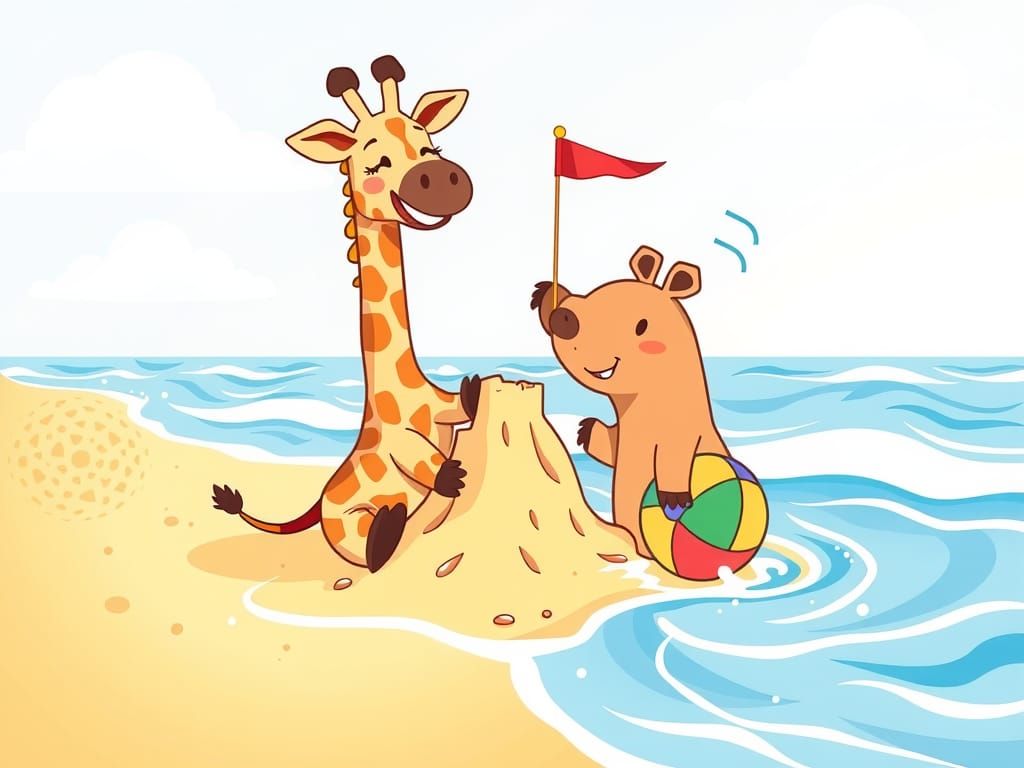 Chibi Giraffe and Capybara Beach Adventure