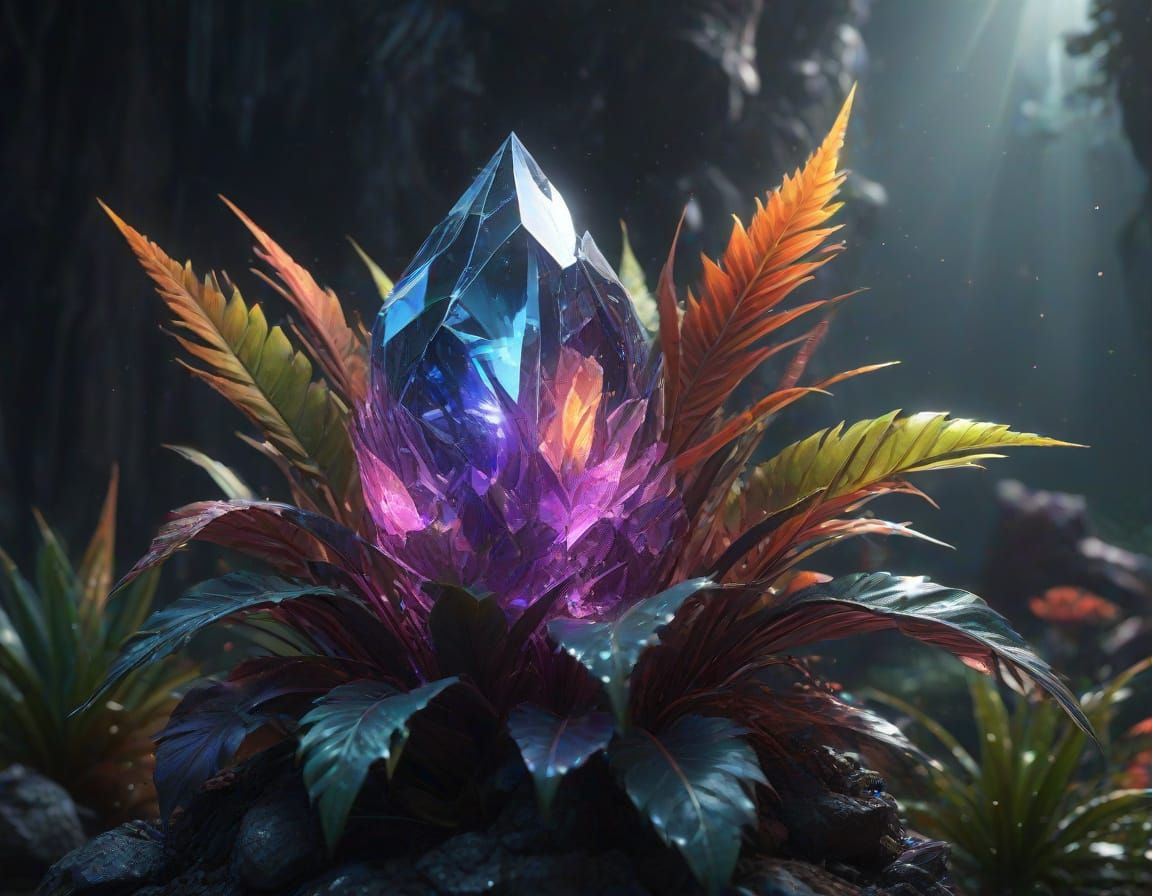 Ethereal Crystal Bloom in Vibrant Fantasy