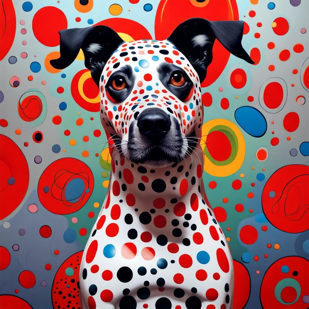 Translucent Recursive Dog in Detailed Digital Artwork