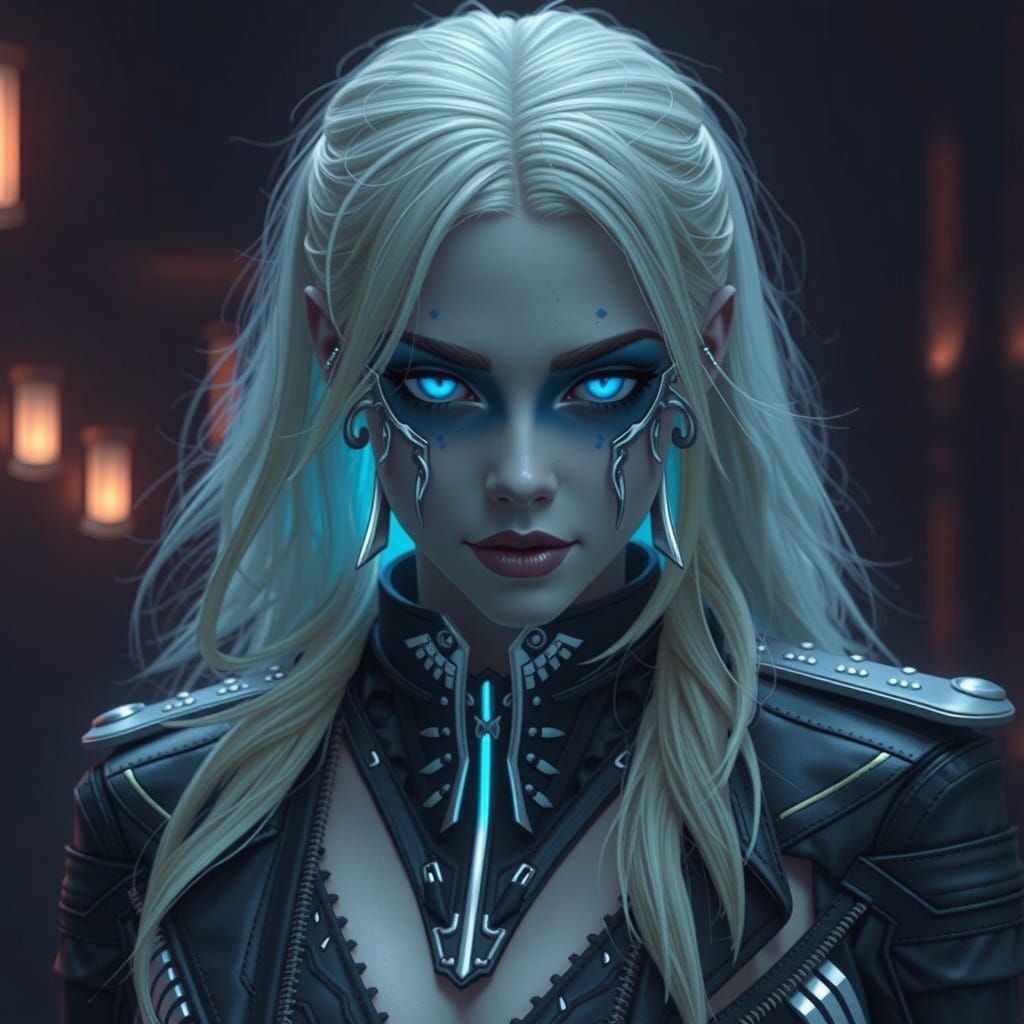 Gothic Vampire Goddess in Ethereal Blue Glow