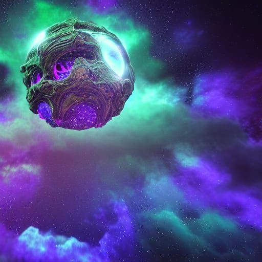 Ominous Cosmic Horror in Space: Photorealistic Render