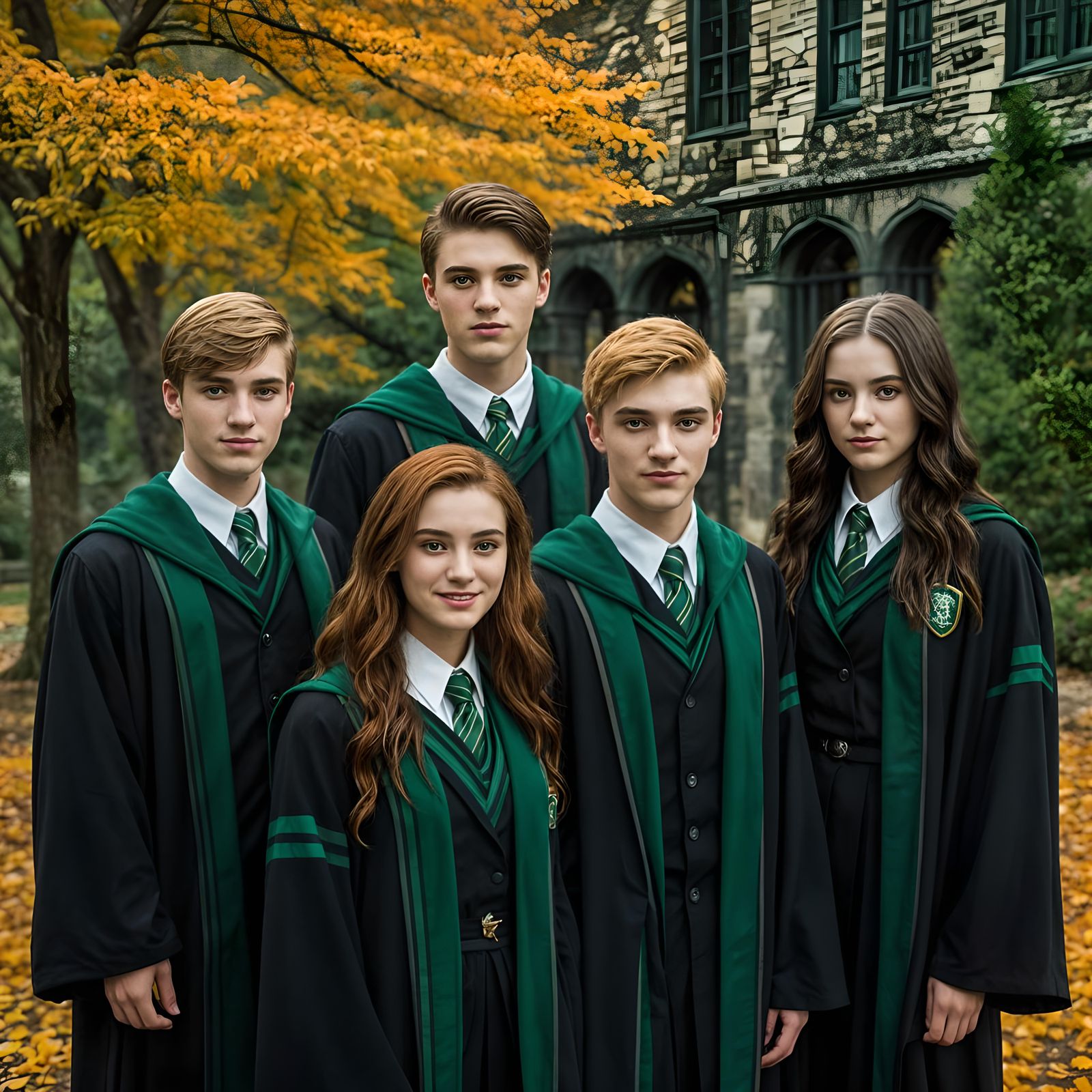 Slytherin Teenagers Portrait in Autumnal Setting