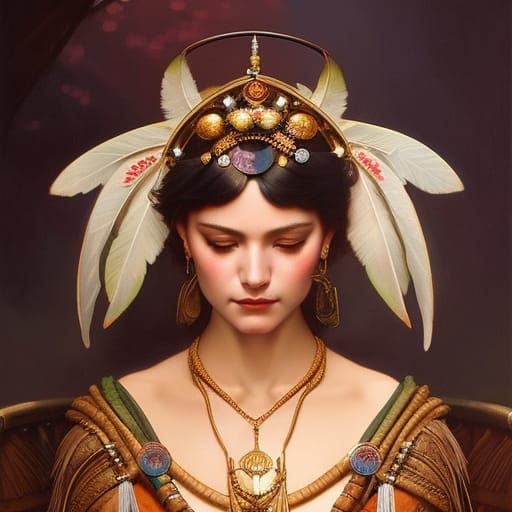 Shaman Princess Portrait in Art Nouveau Style