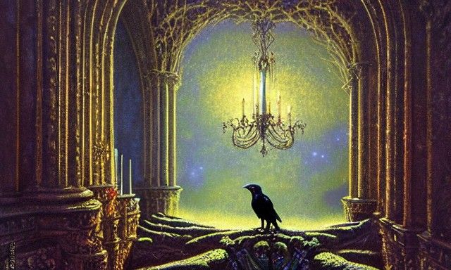 Crowned Crow in Baroque Rococo Palace