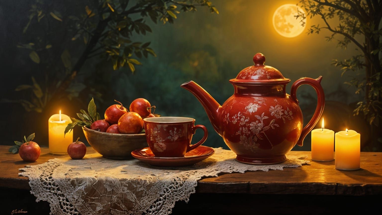 Aussie Nightscape: Warm Moonlit Village Scene