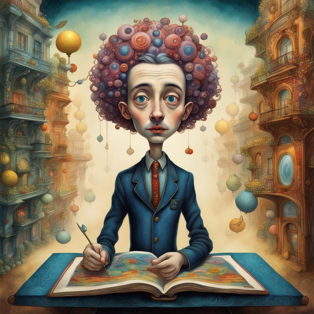 Colorful Storybook Illustration in Surreal Anime Style