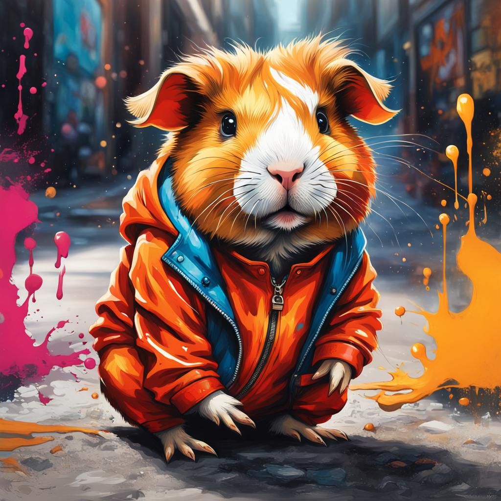 Guinea Pig in Charmander Suit: Graffiti Art
