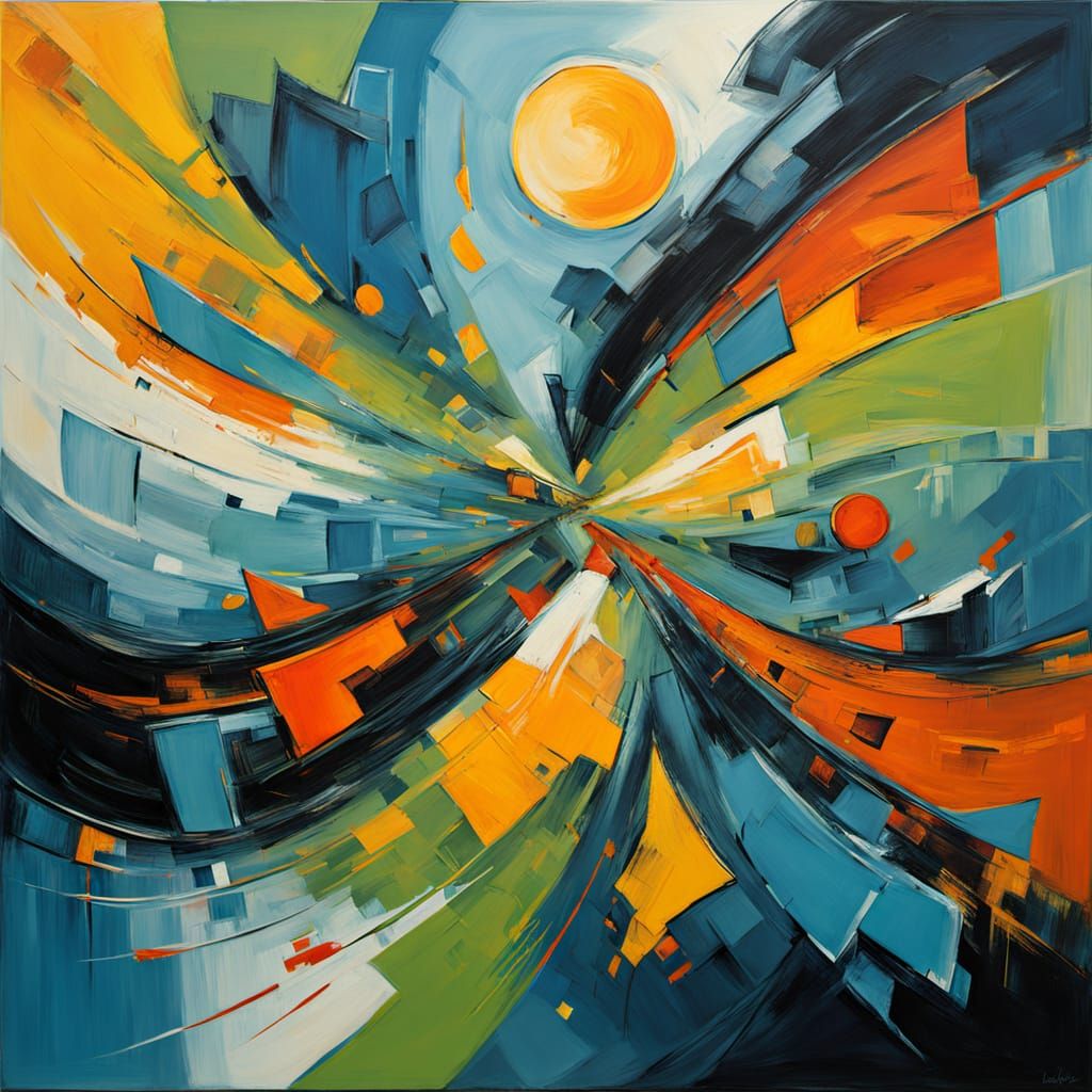 Vibrant Cubist Masterpiece in Thick Impasto Oil Paint