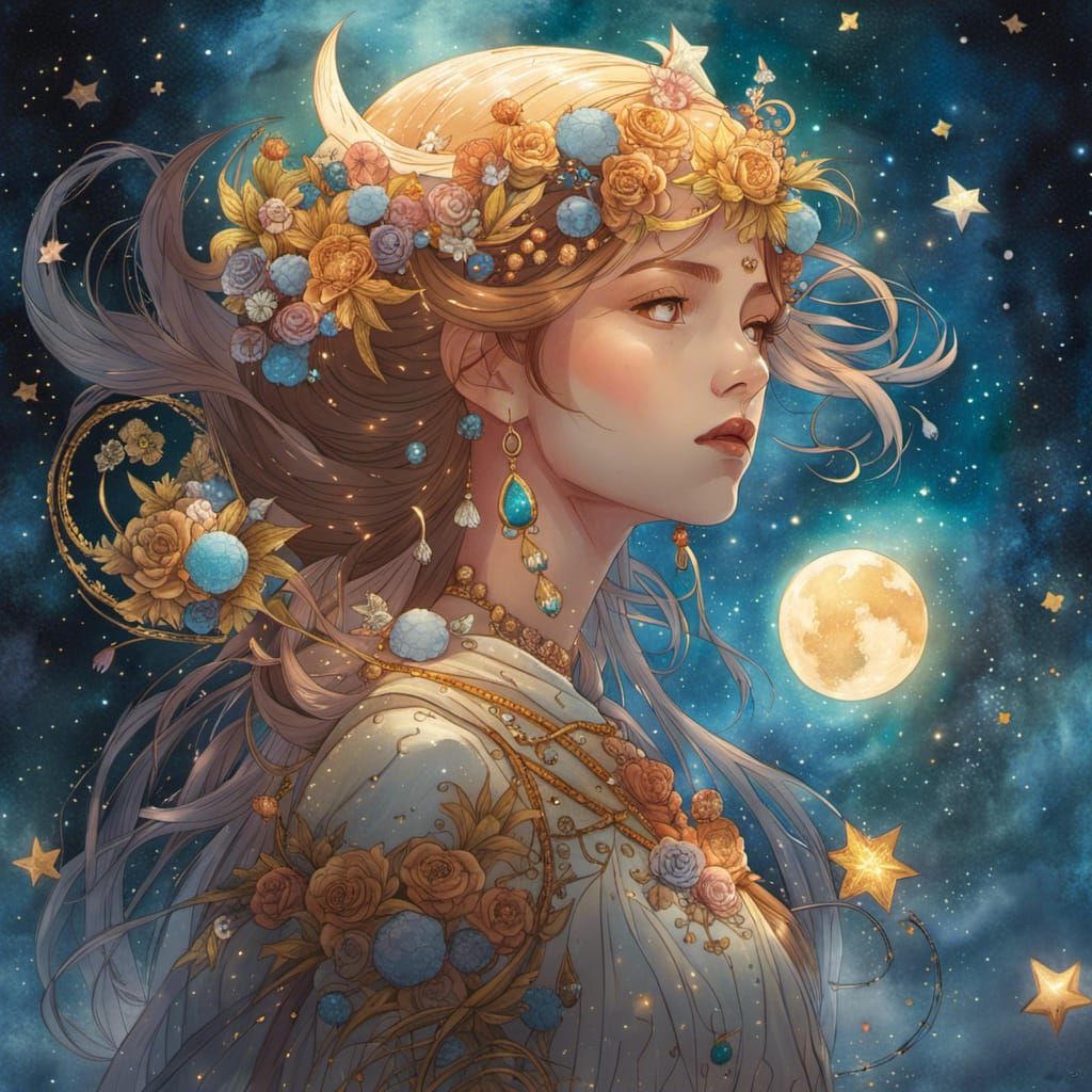 Virgo in the Stars: Fantasy Digital Illustration