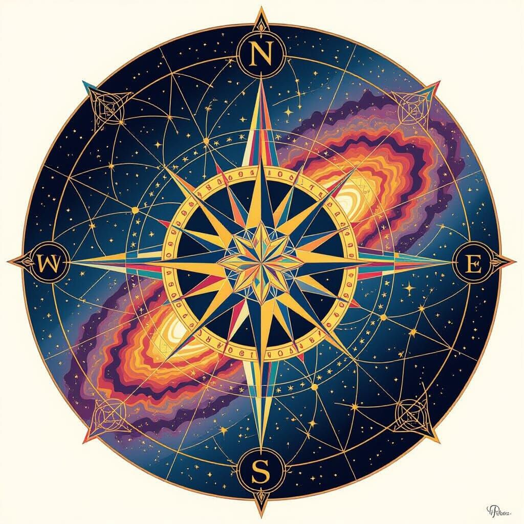 Penrose Triangle Compass Rose in Milky Way