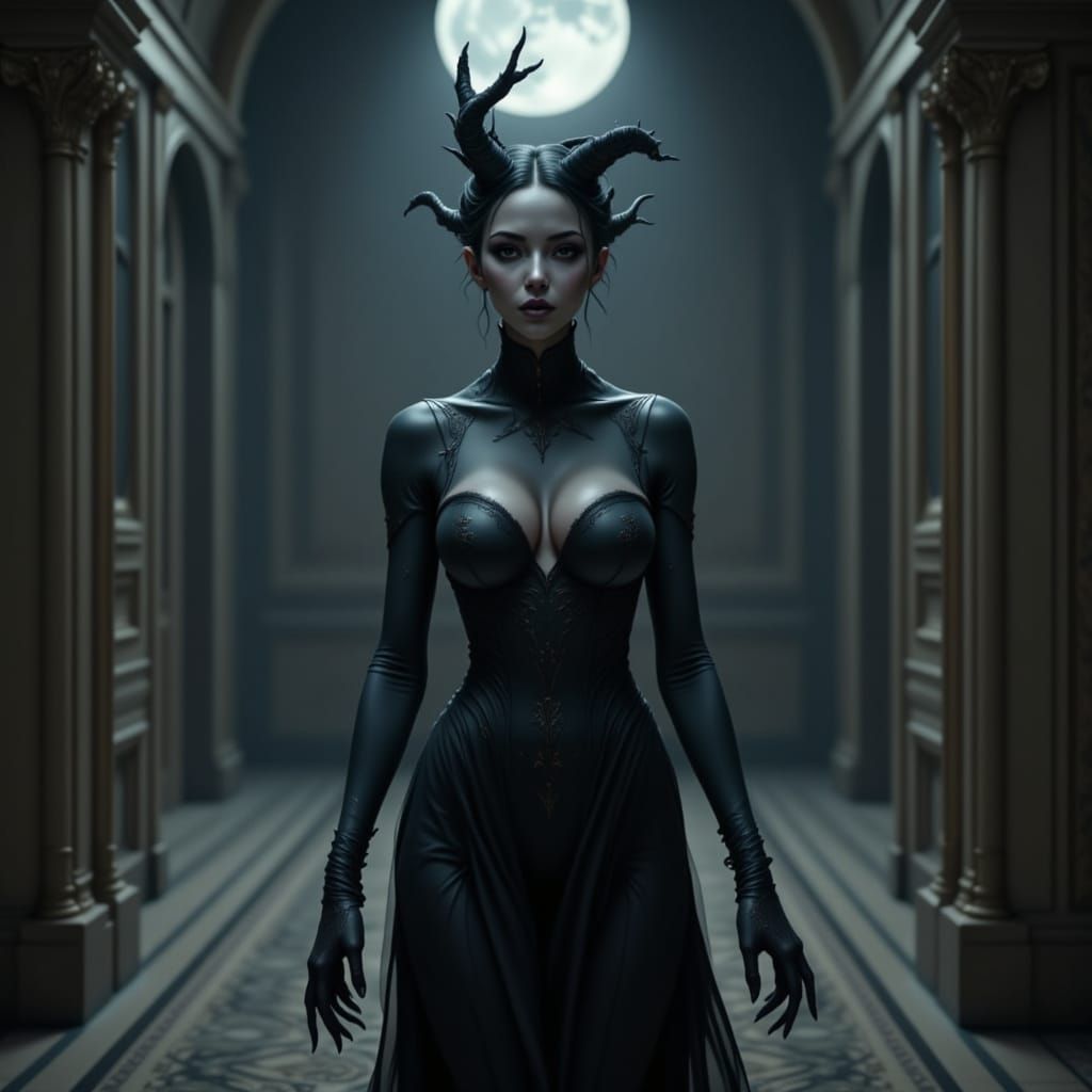 Eerie Alien Gray Creeping in a Dark Room