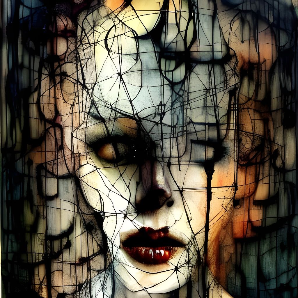 Claymation Woman's Portrait with Ink Drips