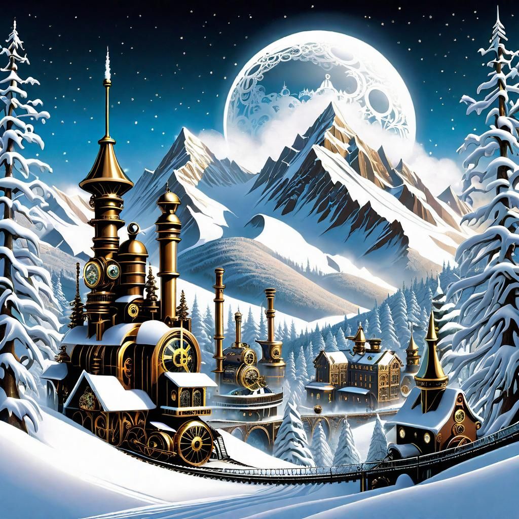Steampunk Winter Wonderland with Clockwork Towers