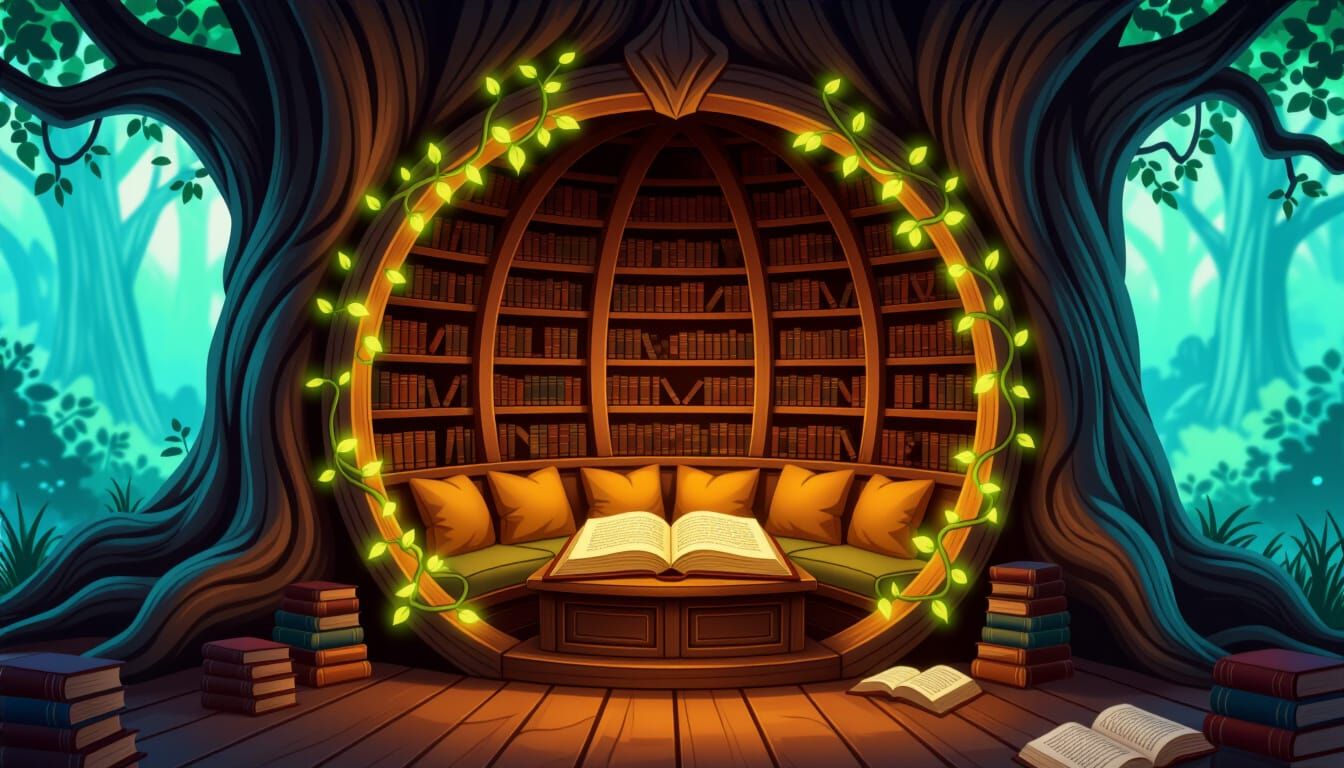 Magical Reading Nook in Ancient Oak Tree