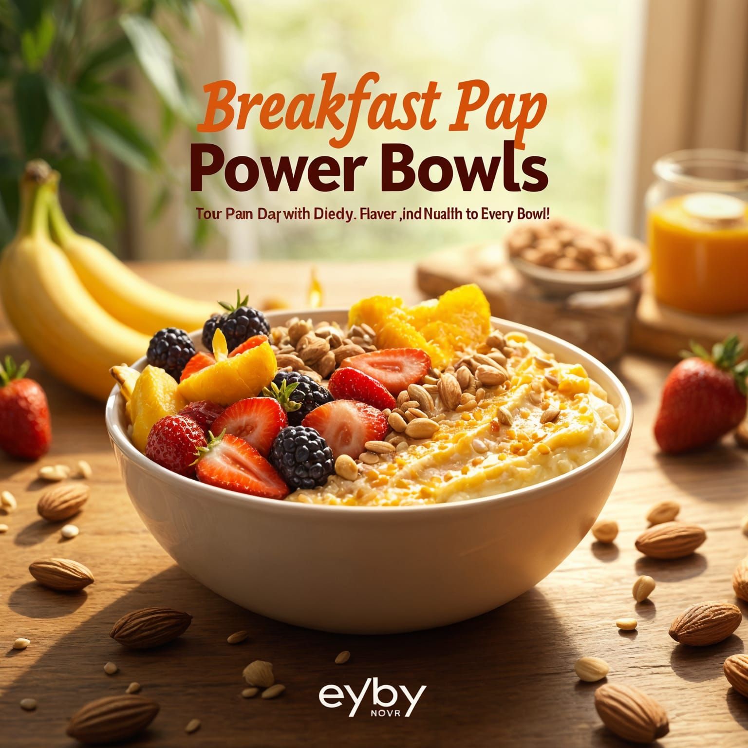 Vibrant Breakfast Bowl eBook Cover in Warm Tones and Natural...