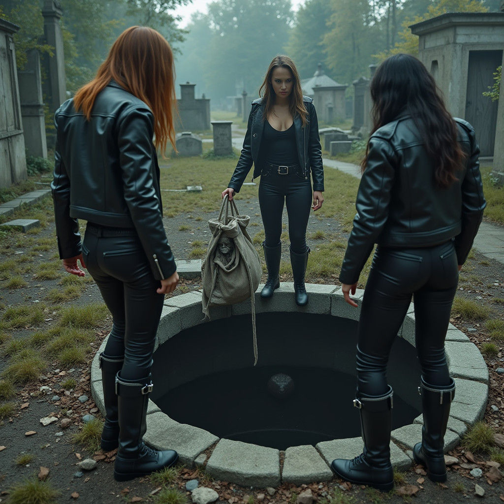 Eerie Graveyard Scene: Women Dispose of Body