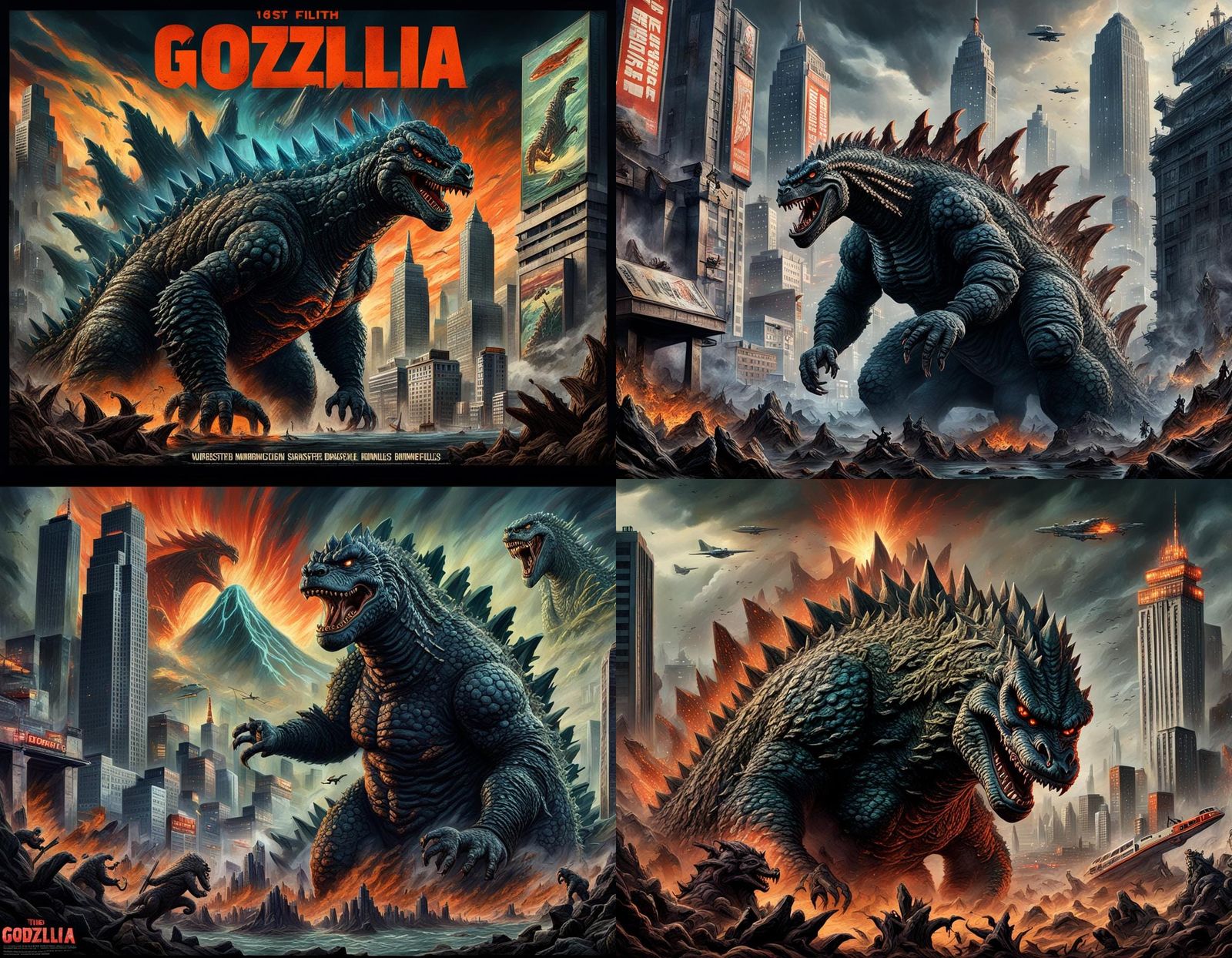 Godzilla Movie Poster in 1960s Style