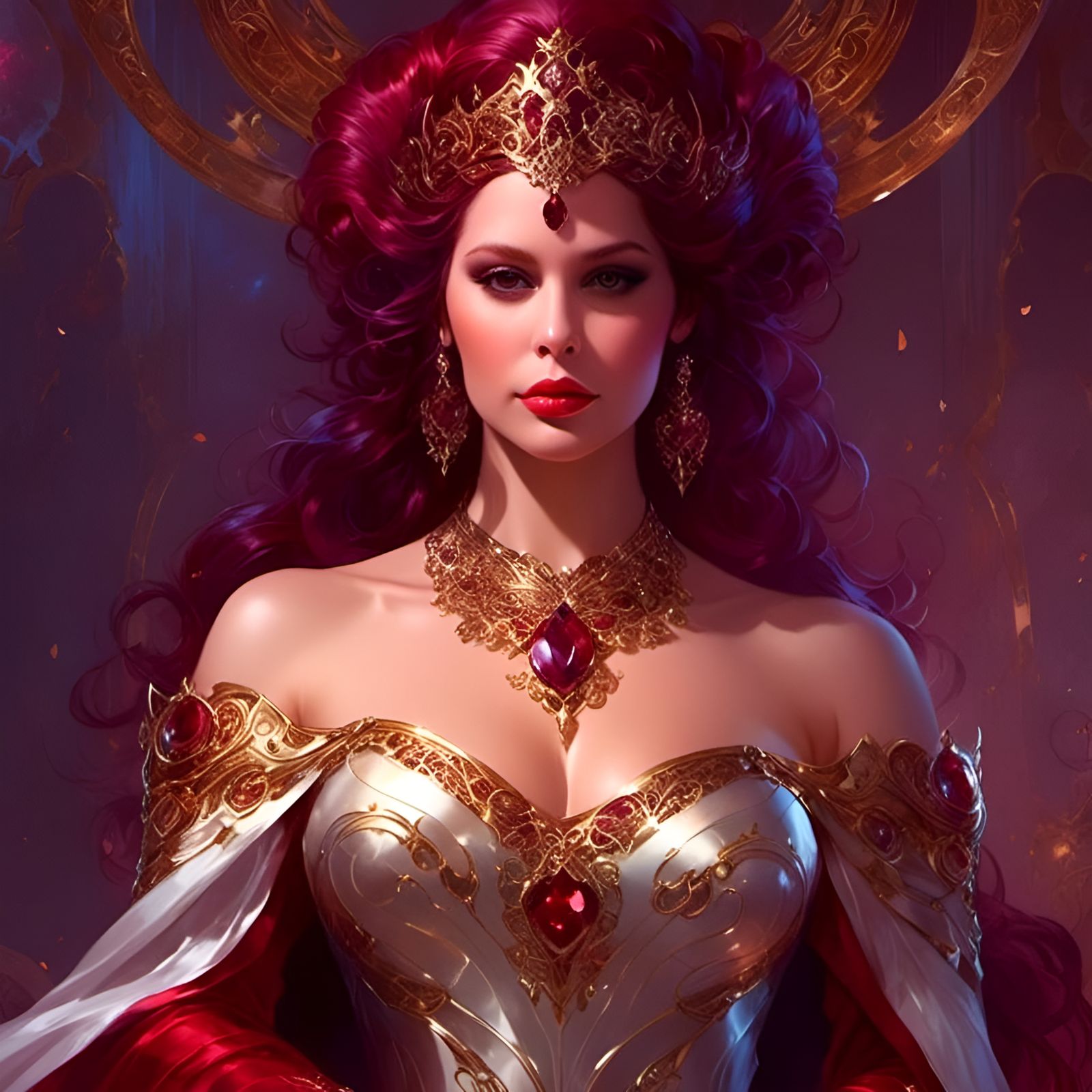 Gorgeous Winter Queen Portrait in Digital Art Style