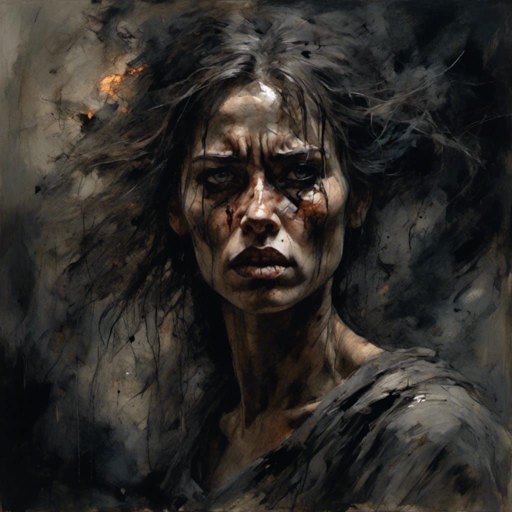 Raging Woman in Dark Fantasy Art