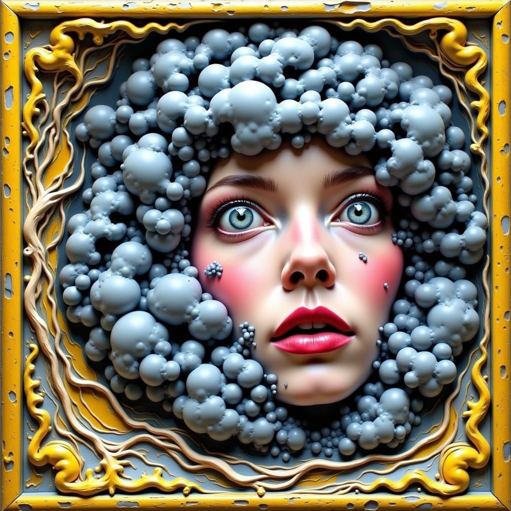 Distorted Woman in a Surreal Vortex