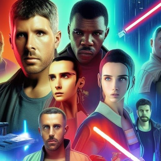 Cyberpunk Star Wars Cityscape with Neon Lights