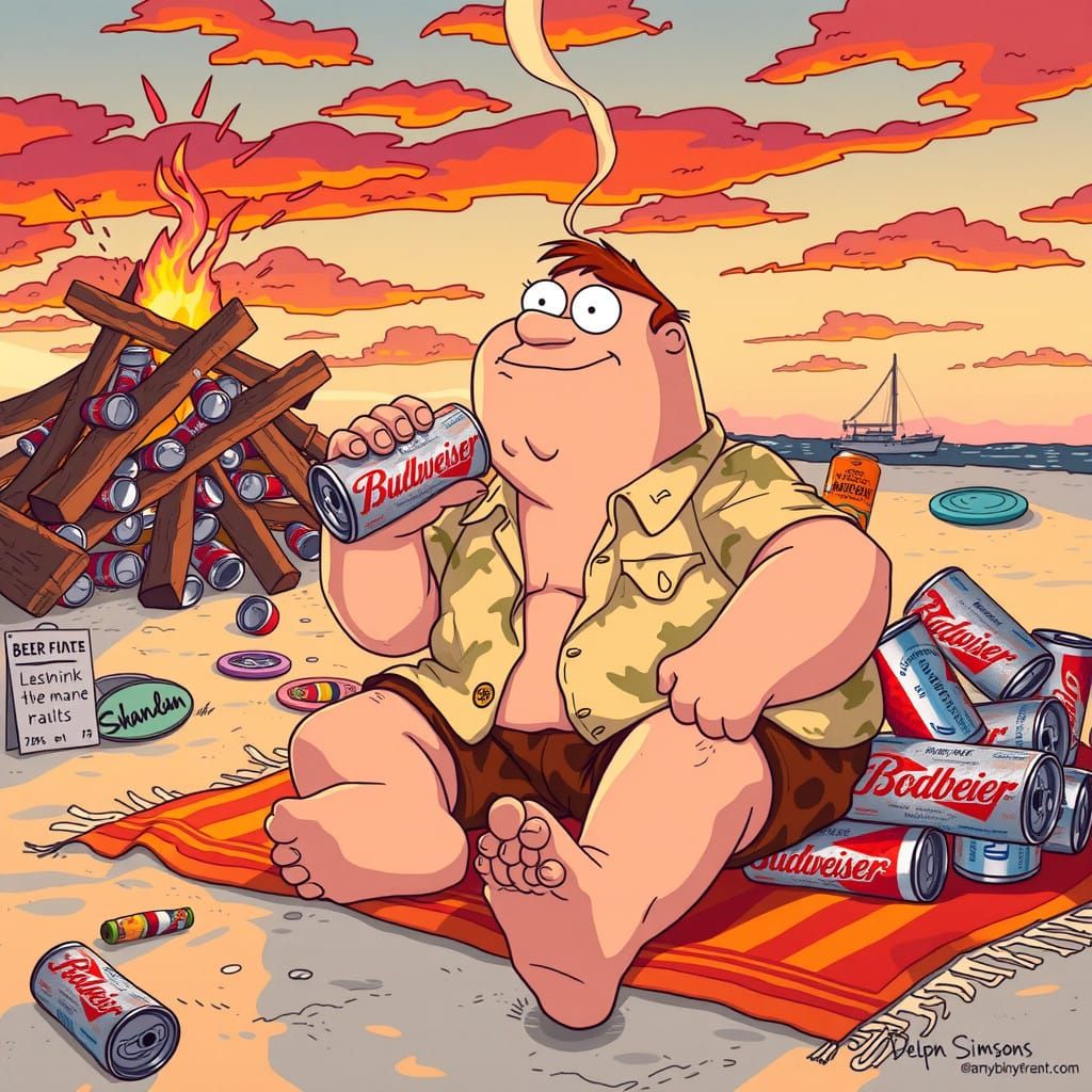 Peter Griffin Beach Bonfire Budweiser Party