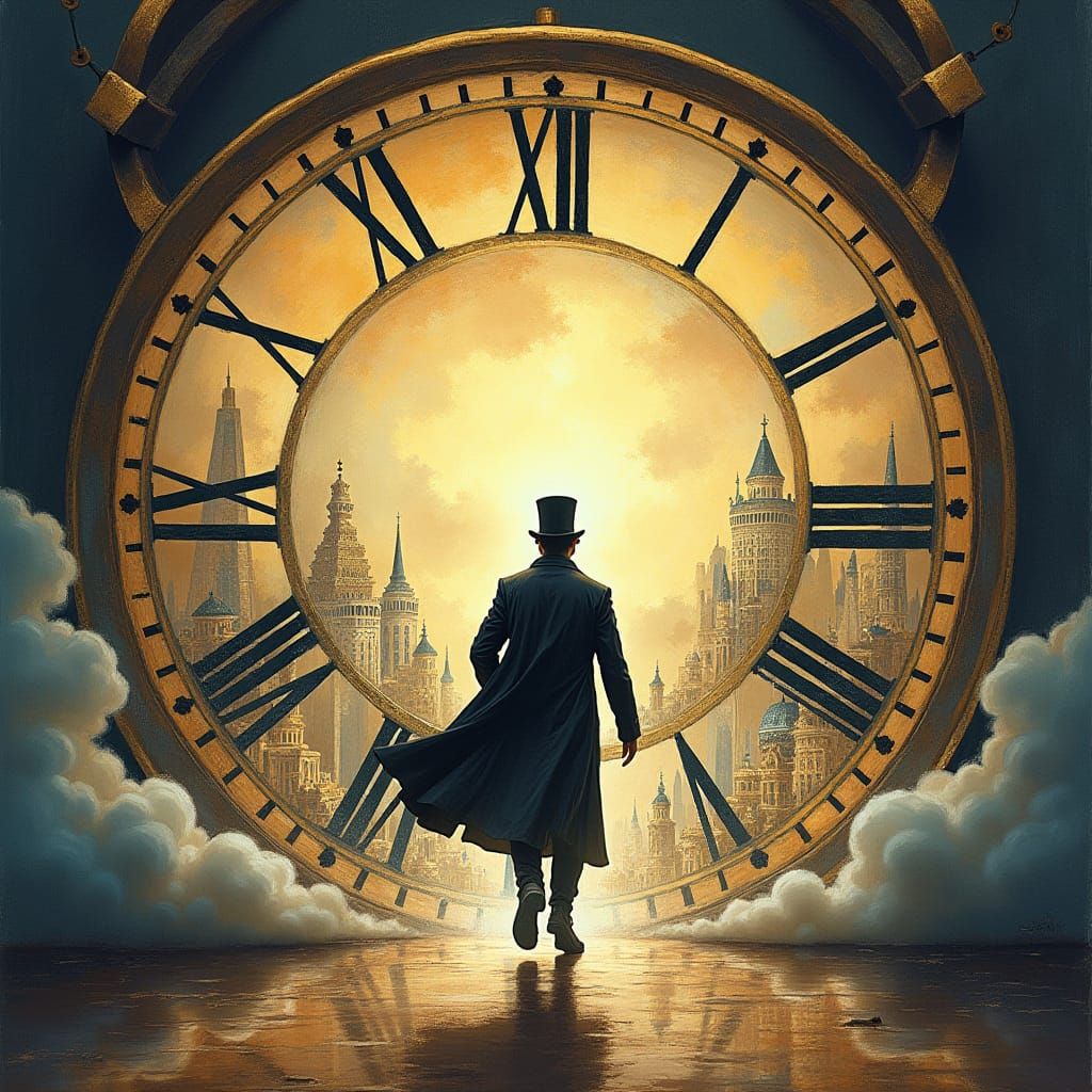 Time Traveler Portal in Ornate Clock Face