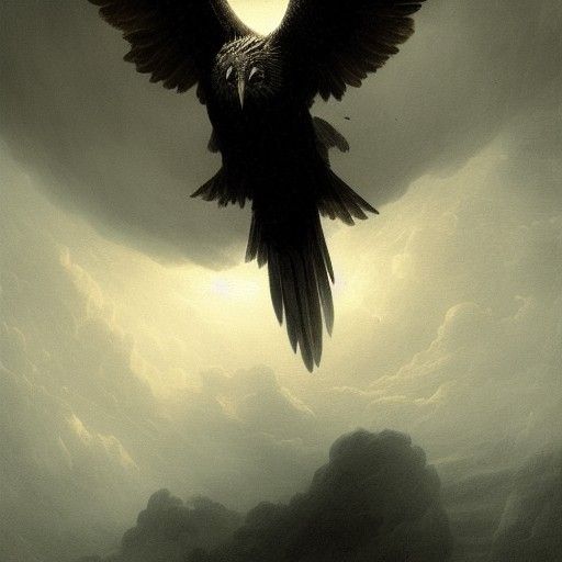 Eagle in Flight: Dark Fantasy Illustration