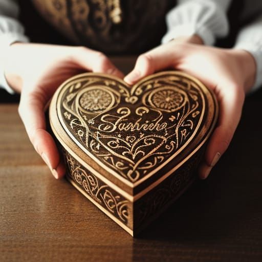 Intimate Message on a Worn Wooden Heart