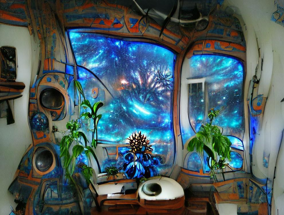 Bohemian Spaceship Control Room with Cosmos View