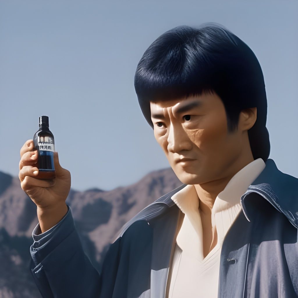Bruce Lee Portrait with Water Bottle