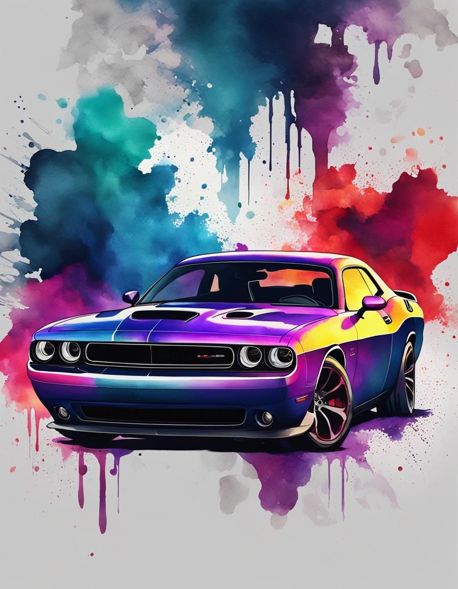 Watercolor Dodge Challenger SRT Logo