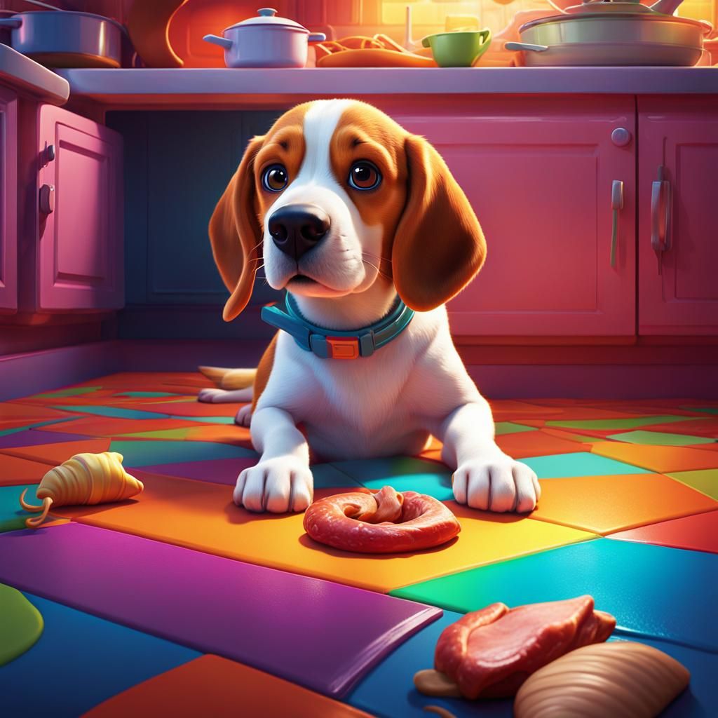 Beagle Chewing Treat: Disney Pixar Concept Art