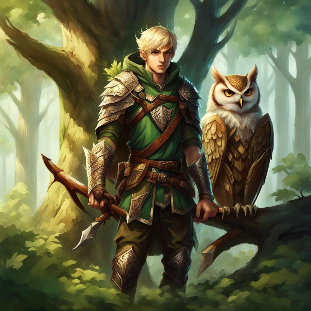 Semi-Elf Archer with Owl Companion