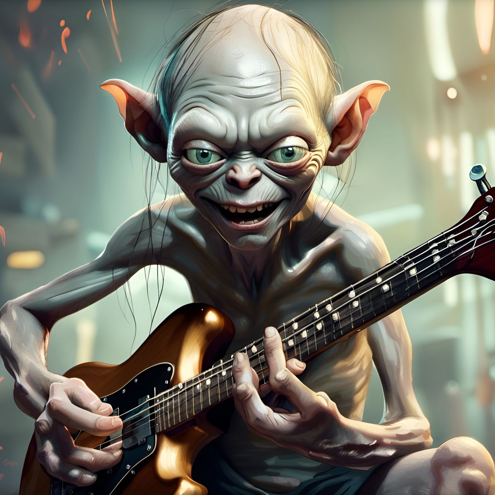 Gollum Rocks Out: Electric Guitar Portrait