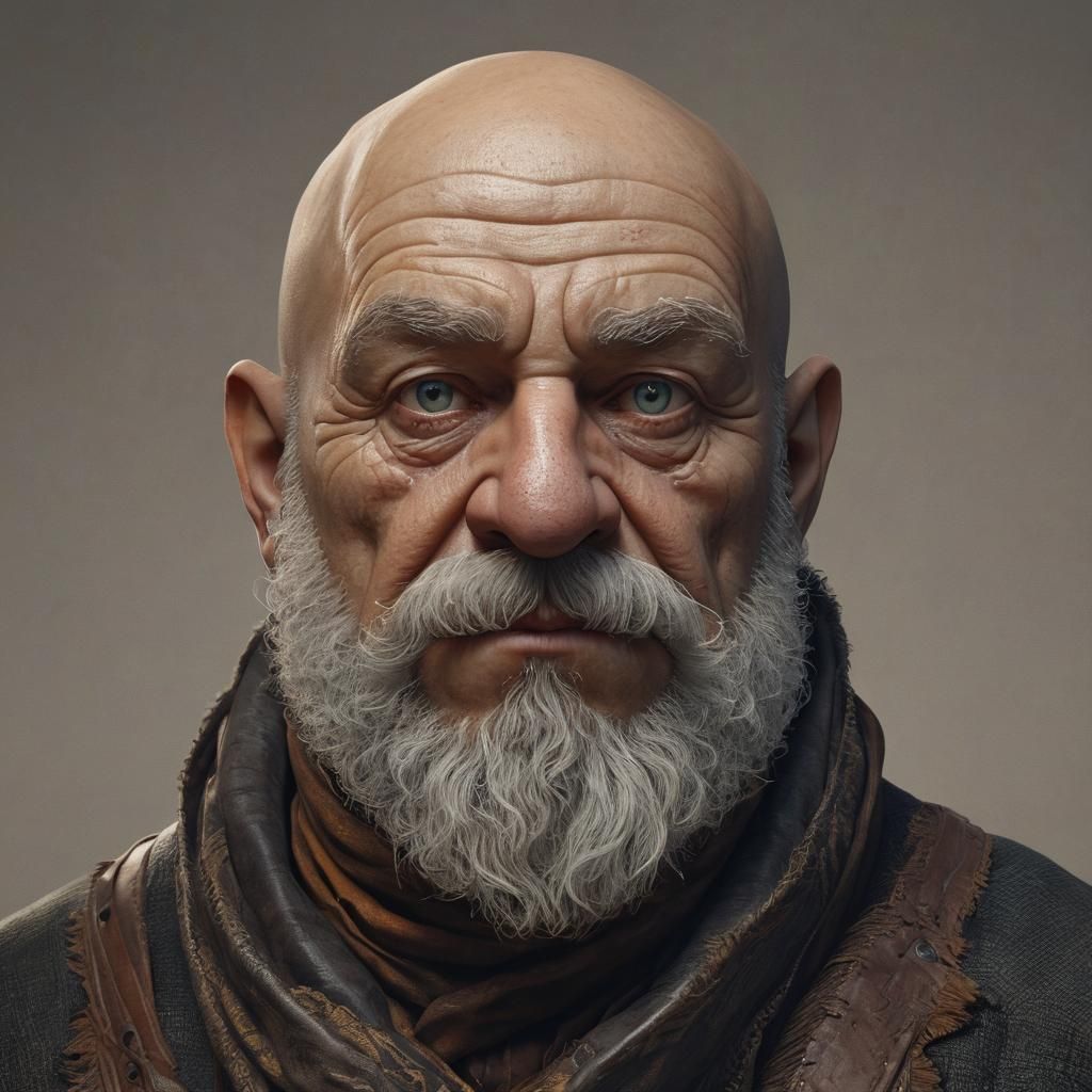 Grizzled Dwarf Thief Portrait in Splash Art Style
