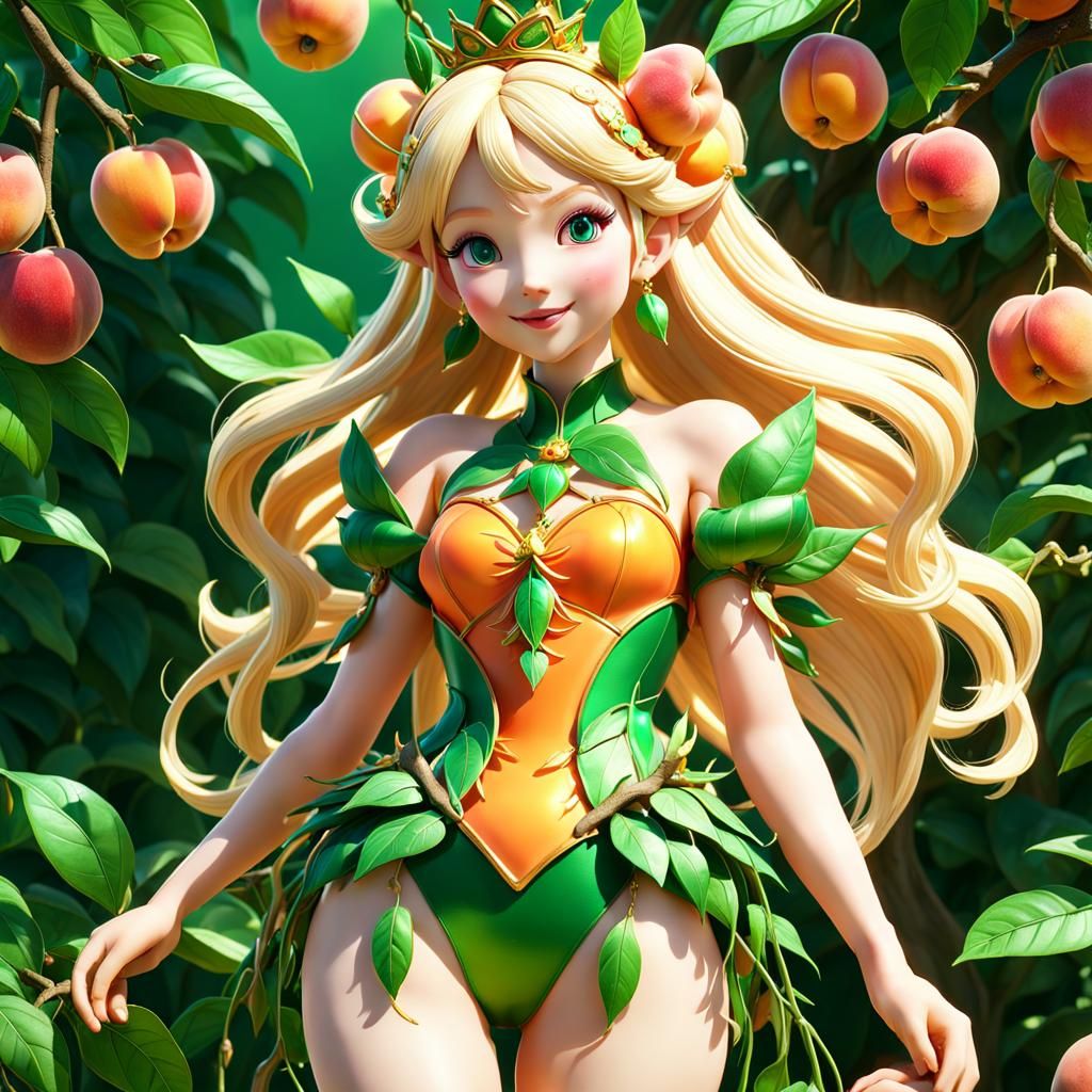 Peach Fairy Princess in an Art Nouveau Style
