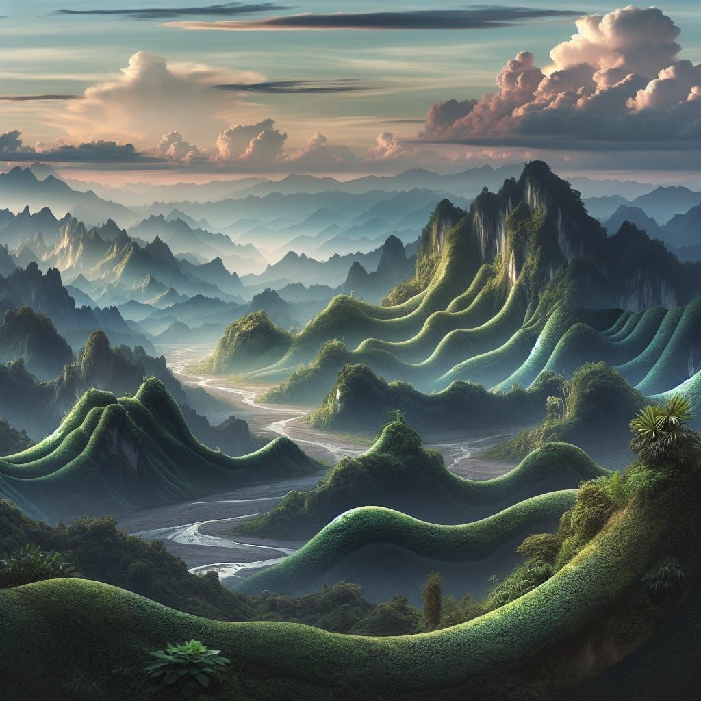 Surreal Landscape Crafted from Labradorite and Neoprene