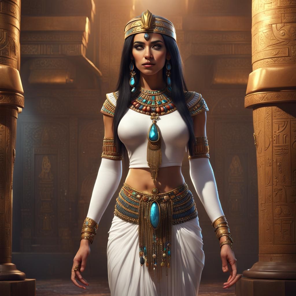 Egyptian Princess with Gems, Detailed Matte Painting