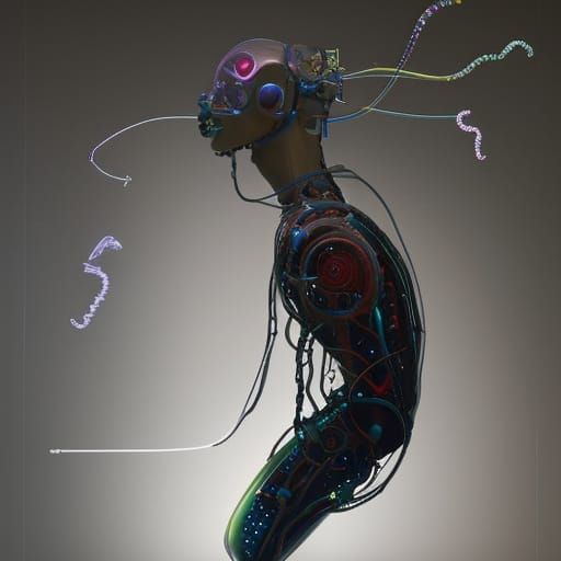 Bioluminescent Cyborg Squid in Hyperrealistic Style