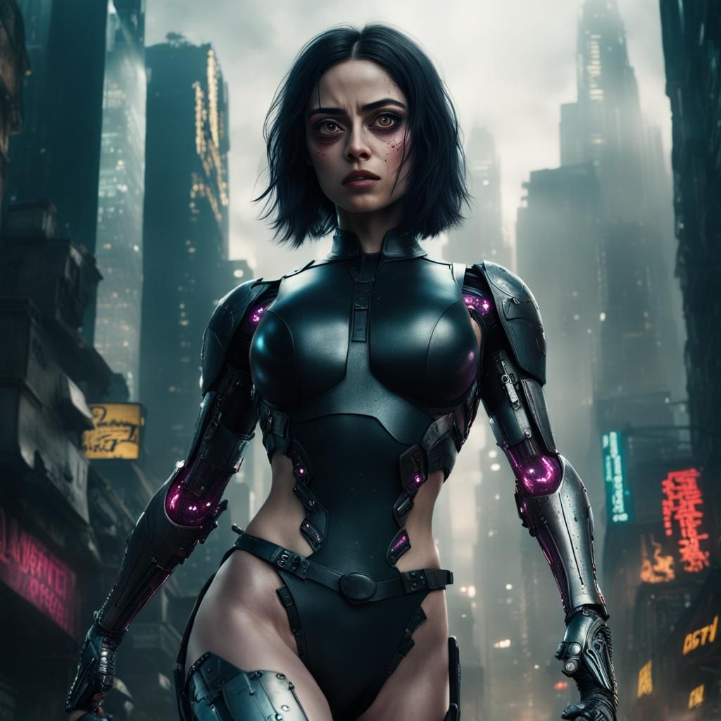 Alita Battle Angel Attacks in Cyberpunk City