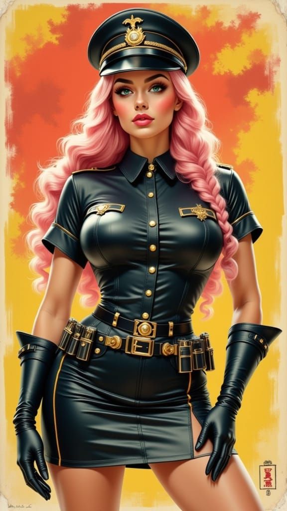 Steampunk Pin-Up in Vintage Futuristic Style