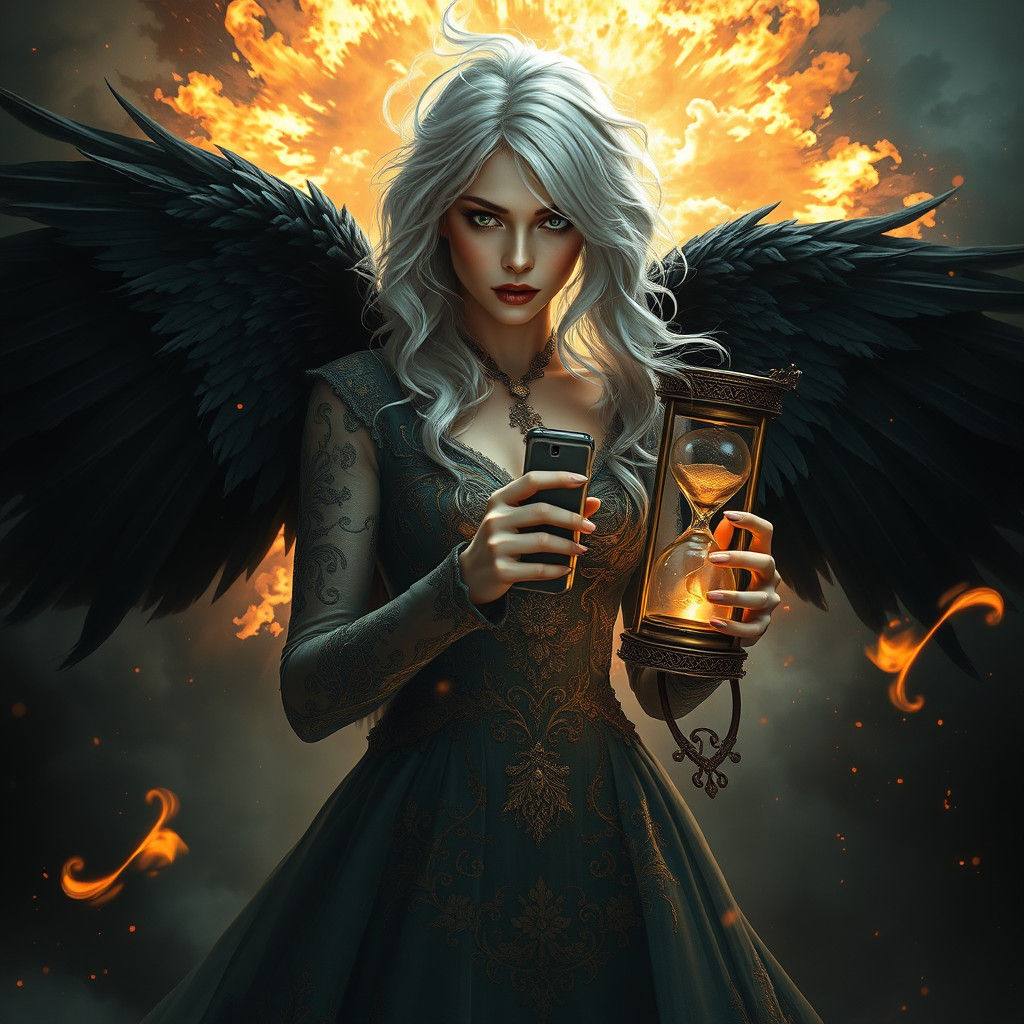 Winged Woman Trapped in Magical Explosion